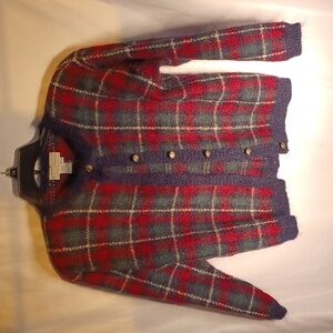 ID Vintage Mohair Blend Plaid Button Front Cardigan Size M, 22" PTP
